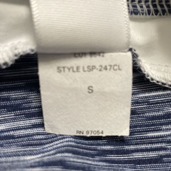 Lanston Sport Leggings Small Cropped Navy White Heather Stripe Mesh Calf NWT - Picture 7 of 12